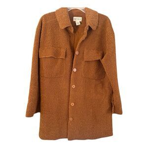 For The Republic Boucle Brown Midi Jacket Large